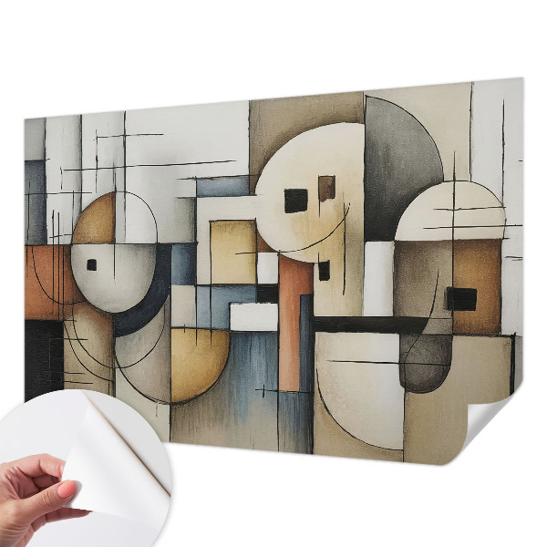 Removable wall mural with a geometric harmony design
