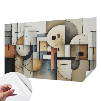 Removable wall mural with a geometric harmony design
