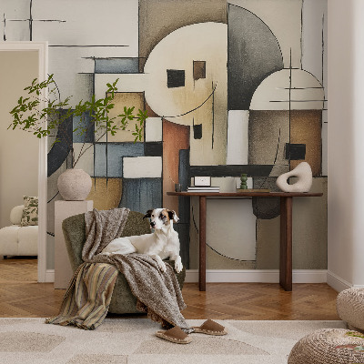 Removable wall mural with a geometric harmony design