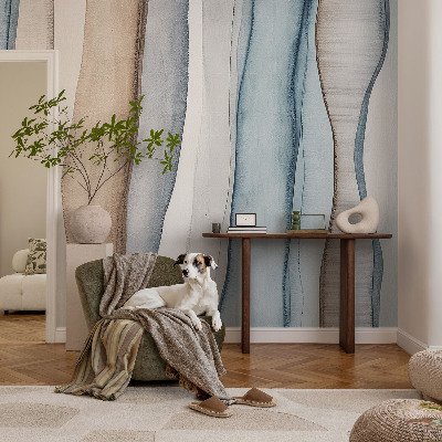 Peel and stick wall mural for living room with an abstract striped design