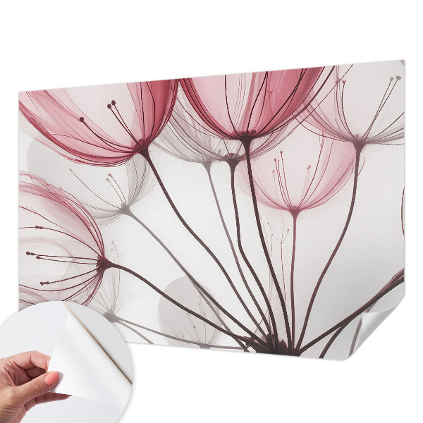 Removable wall mural wallpaper with floral silhouettes