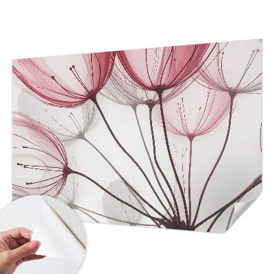 Removable wall mural wallpaper with floral silhouettes