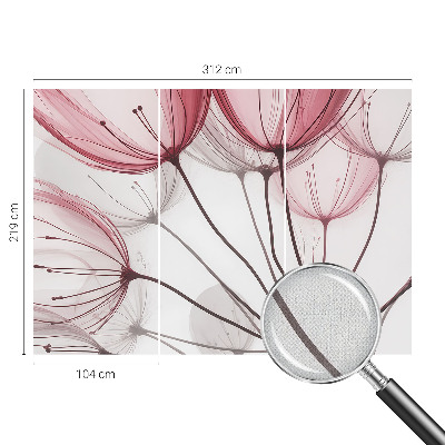 Removable wall mural wallpaper with floral silhouettes