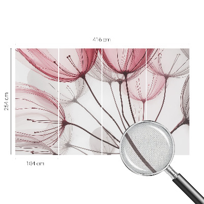 Removable wall mural wallpaper with floral silhouettes