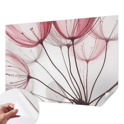 Removable wall mural wallpaper with floral silhouettes