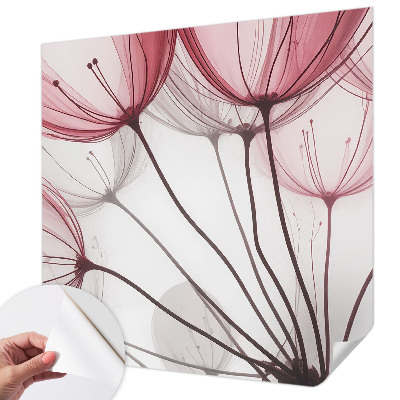Removable wall mural wallpaper with floral silhouettes