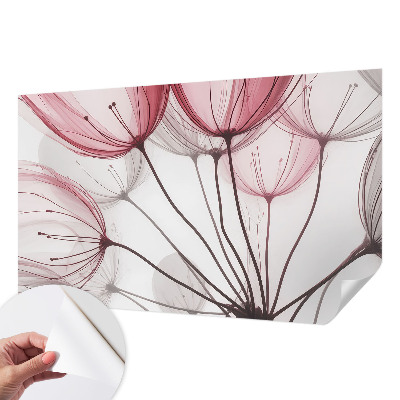 Removable wall mural wallpaper with floral silhouettes