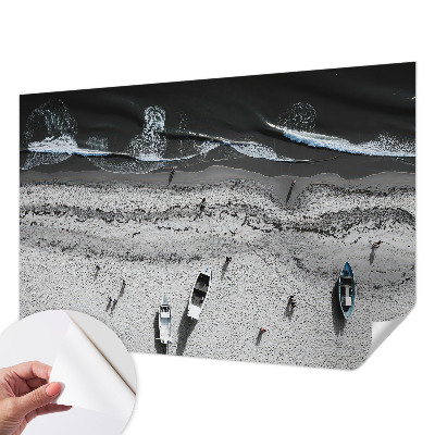 Peel and stick wall mural for living room with a tranquil beach scene