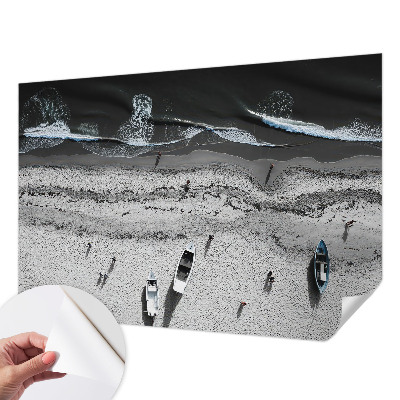 Peel and stick wall mural for living room with a tranquil beach scene
