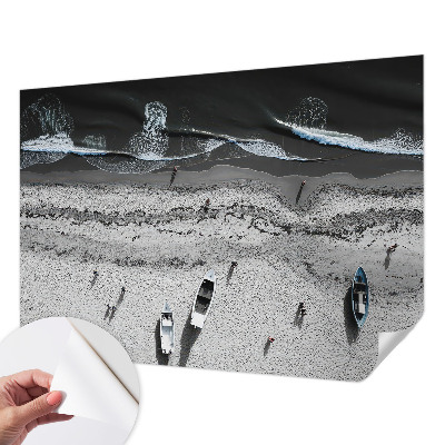 Peel and stick wall mural for living room with a tranquil beach scene