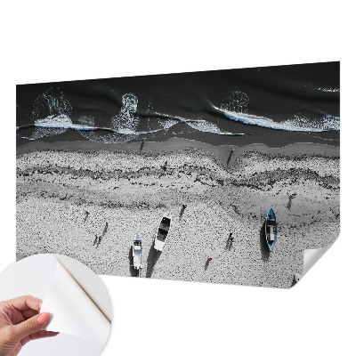 Peel and stick wall mural for living room with a tranquil beach scene