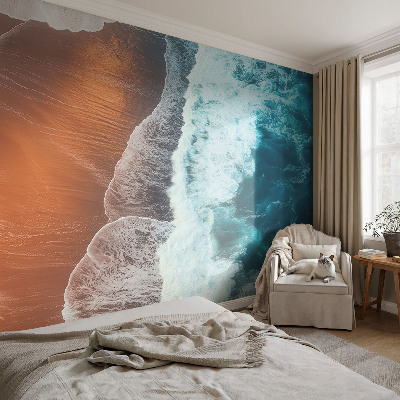 Peel and stick wall mural for bedroom with a marine symbiosis design