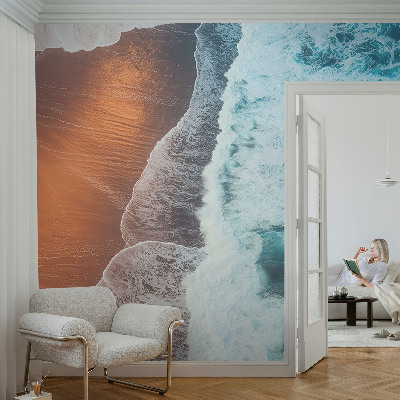 Peel and stick wall mural for bedroom with a marine symbiosis design