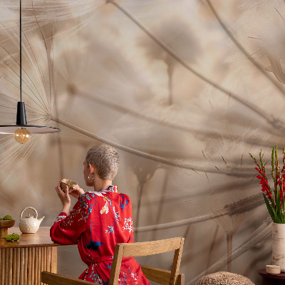 Peel and stick wall mural for kids' room with a subtle dandelion design