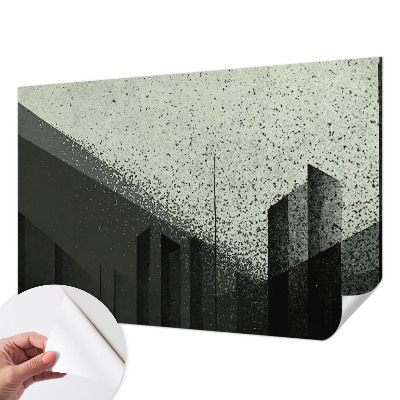 3D wall mural with a city geometry motif