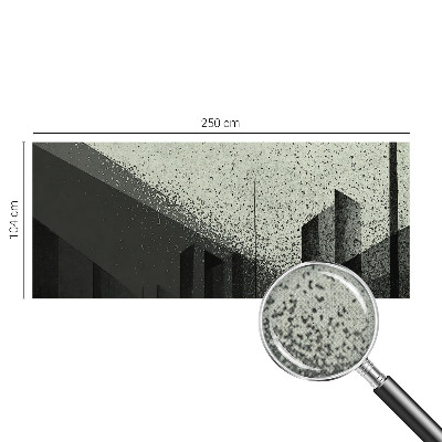 3D wall mural with a city geometry motif