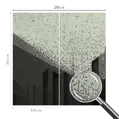 3D wall mural with a city geometry motif