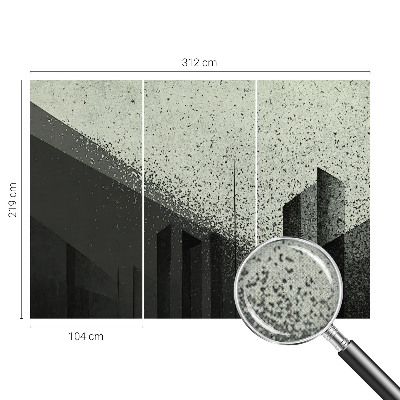 3D wall mural with a city geometry motif