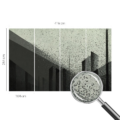 3D wall mural with a city geometry motif
