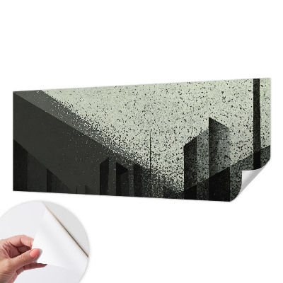 3D wall mural with a city geometry motif