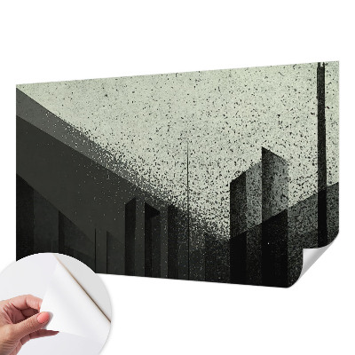 3D wall mural with a city geometry motif
