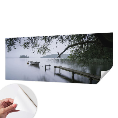 Children's wall mural featuring a calm lake scene