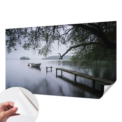 Children's wall mural featuring a calm lake scene