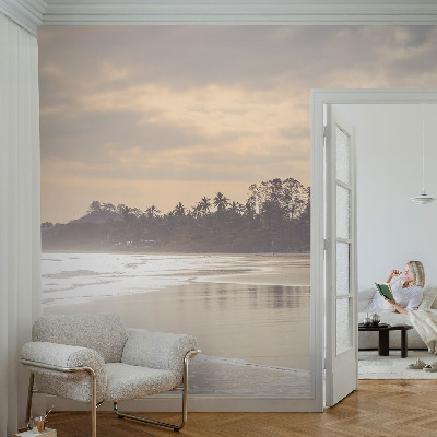 Nursery wall mural with a beach morning scene