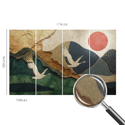 Baby room wall mural Cranes of the East