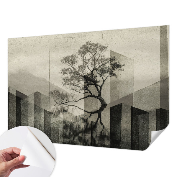 Peel and stick wallpaper mural with a raw, elegant design