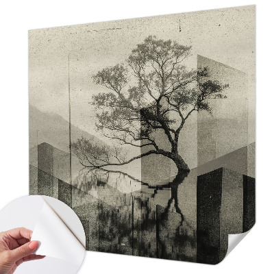 Peel and stick wallpaper mural with a raw, elegant design