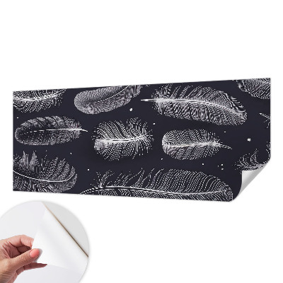 Self-adhesive wall mural with a subtle feather pattern