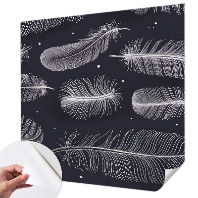 Self-adhesive wall mural with a subtle feather pattern