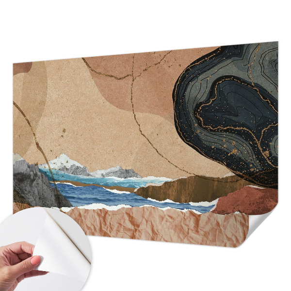 Removable wall mural with an abstract landscape design