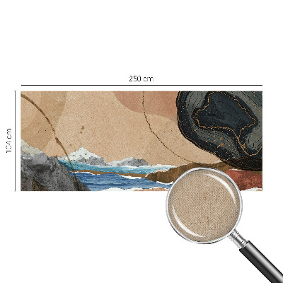 Removable wall mural with an abstract landscape design