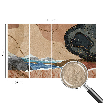 Removable wall mural with an abstract landscape design