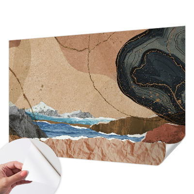 Removable wall mural with an abstract landscape design
