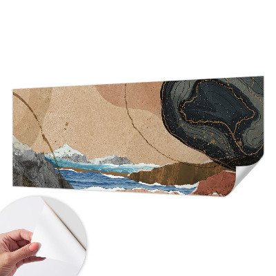 Removable wall mural with an abstract landscape design