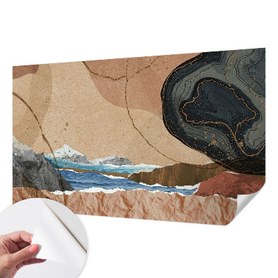 Removable wall mural with an abstract landscape design
