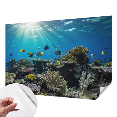 Stick-on wall mural with an underwater world design