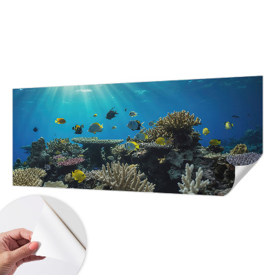 Stick-on wall mural with an underwater world design