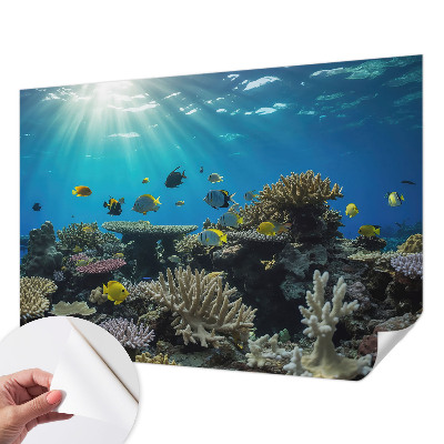 Stick-on wall mural with an underwater world design