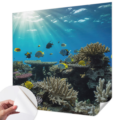 Stick-on wall mural with an underwater world design