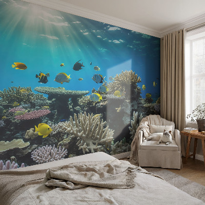 Stick-on wall mural with an underwater world design