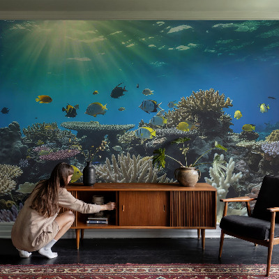 Stick-on wall mural with an underwater world design