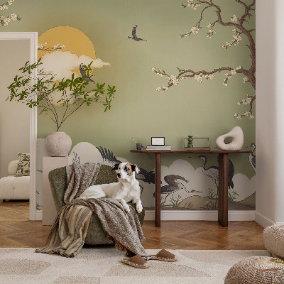 Removable wall mural wallpaper with an elegant nature design
