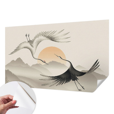 Peel and stick wall mural for bedroom with an east crane design