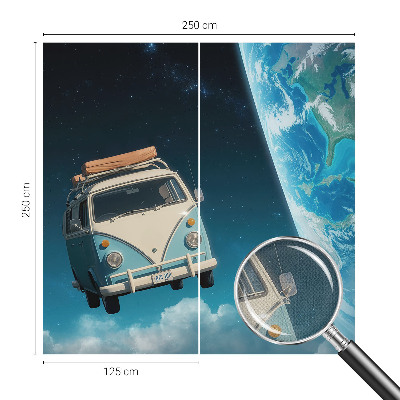 Peel and stick wall mural for kids' room with a space travel theme