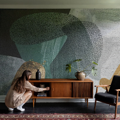 Nursery wall mural with an abstract geometric design