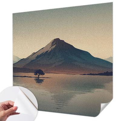 Baby room wall mural with a mountain landscape design